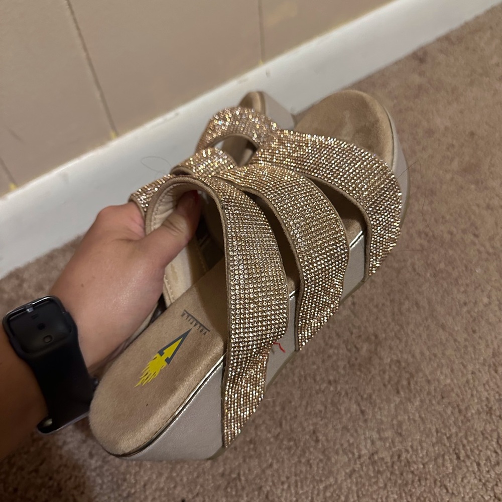 Volatile Gold Multi-Strap Sandals - image 6